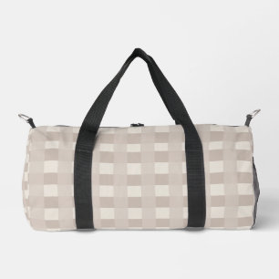 Minimal Beige Checkerboard Design Duffle Bag