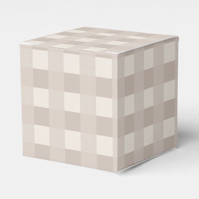 Minimal Beige Checkerboard Design Favor Boxes (Front Side)