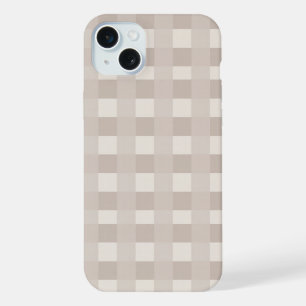 Minimal Beige Checkerboard Design iPhone 15 Plus Case