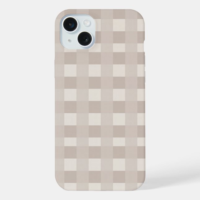Minimal Beige Checkerboard Design Iphone Case (Back)