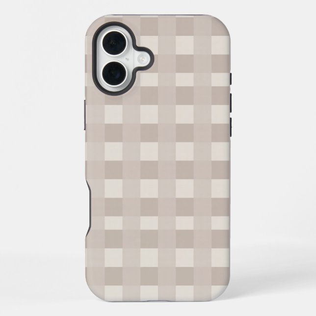 Minimal Beige Checkerboard Design Iphone Case (Back)