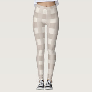Minimal Beige Checkerboard Design Leggings