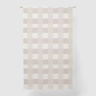 Minimal Beige Checkerboard Design Sheer Curtains