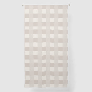 Minimal Beige Checkerboard Design Sheer Curtains