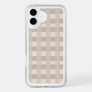 Minimal Beige Checkerboard Design iPhone 16 Plus Case