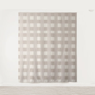 Minimal Beige Checkerboard Design Tapestry