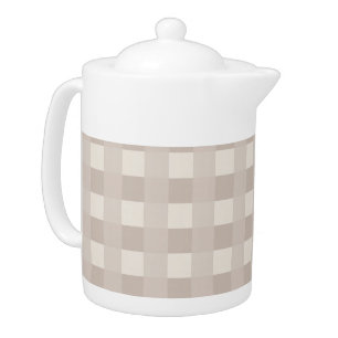Minimal Beige Checkerboard Design Teapot