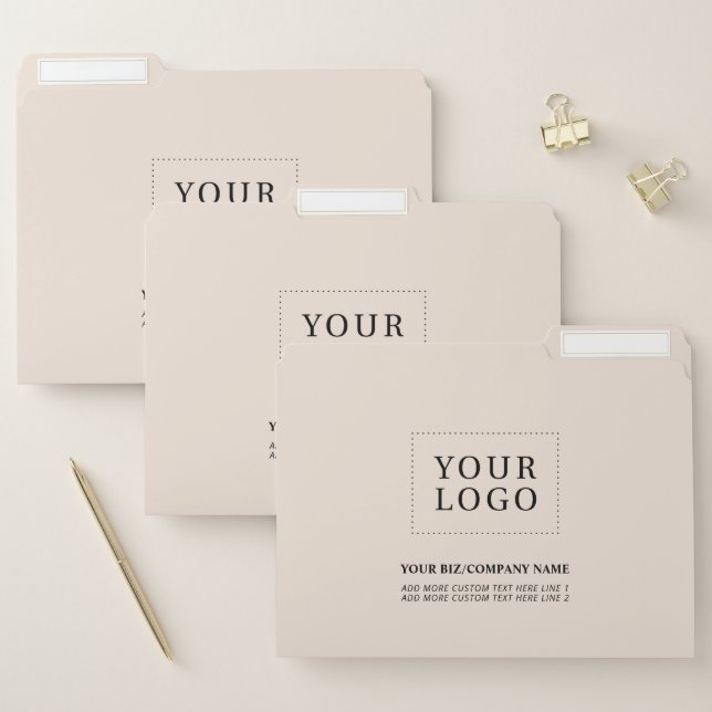 Minimal Beige Custom Business Logo Promotional File Folder (Set)