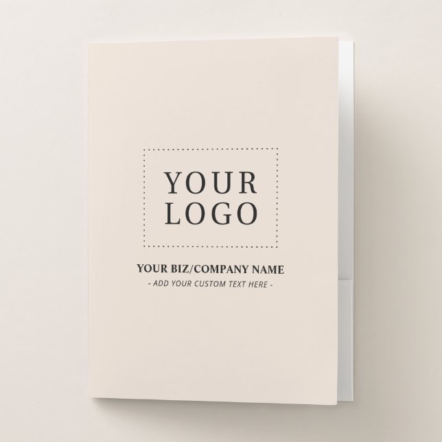 Minimal Beige Custom Business Logo Promotional Pocket Folder (Front)