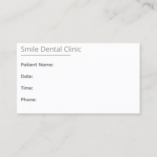 Minimal Beige Dental Appointment Card One Line (Front)