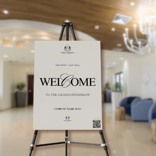 Minimal Beige Elegant Calligraphy Logo Welcome Foam Board