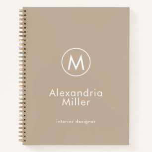 Minimal Beige Elegant Monogram Notebook