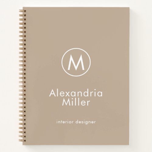 Minimal Beige Elegant Monogram Notebook