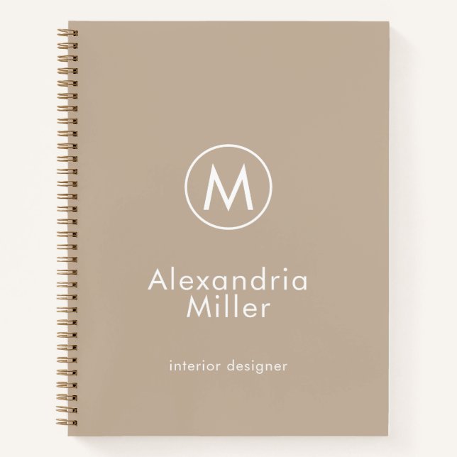 Minimal Beige Elegant Monogram Notebook (Front)