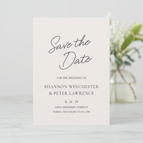 Minimal Beige Formal Elegant Wedding Save The Date