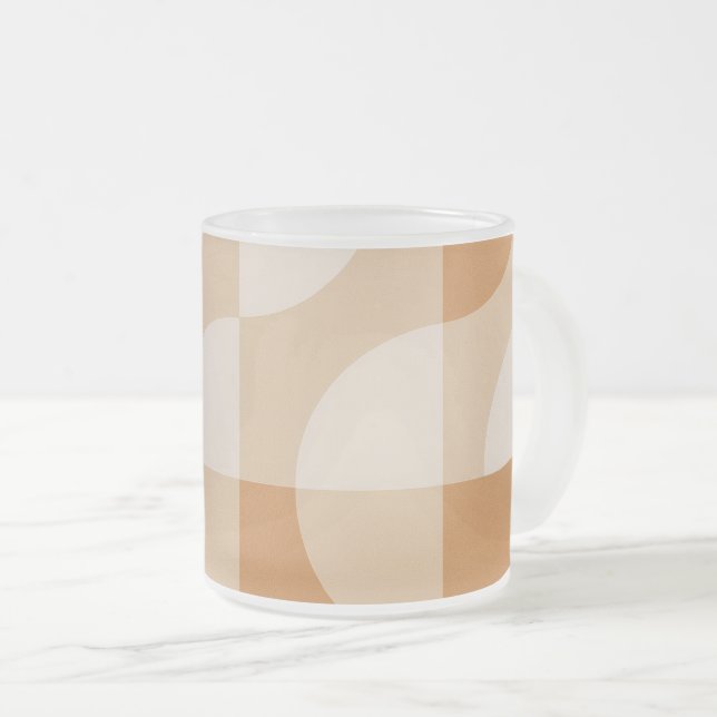 Minimal Beige Geometric Frosted Glass Mug (Front Right)