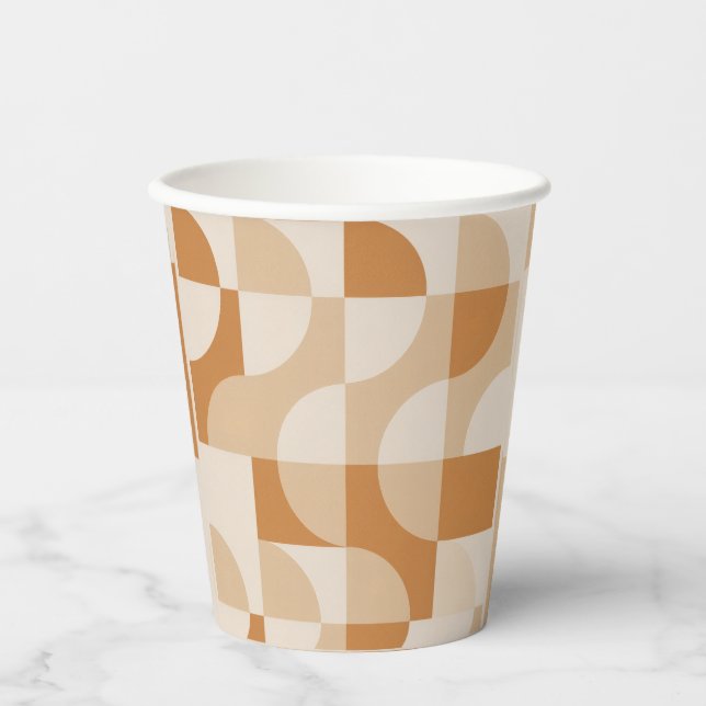 Minimal Beige Geometric Paper Cups (Front)