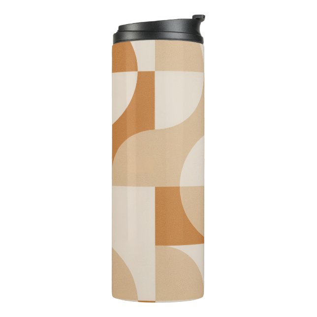 Minimal Beige Geometric Thermal Tumbler (Rotated Left)