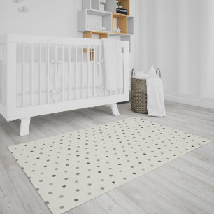 Minimal Beige Gray Dot Nursery Rug