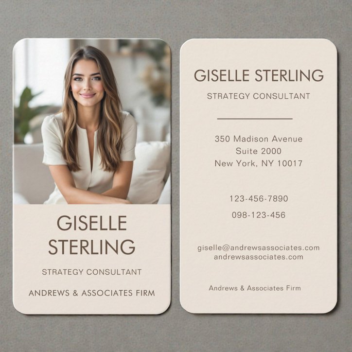 Minimal Beige Mocha Professional Photo Business Card