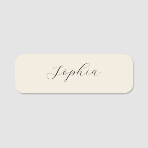 Minimal Beige Script Name Tags