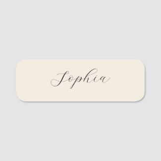 Minimal Beige Script Name Tags