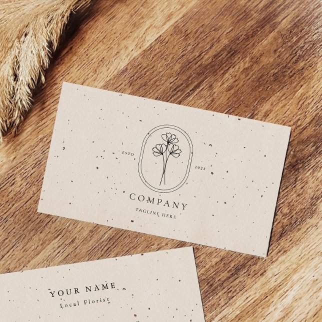 Minimal Beige Textured Florist Business Card (Creator Uploaded)