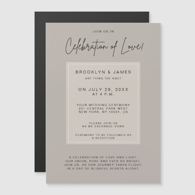 Minimal Beige Wedding Celebration Of Love Magnetic Invitation (Front/Back)