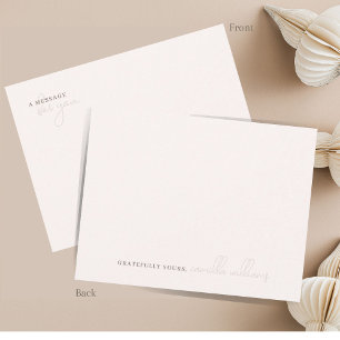 Minimal Beige White A Message For You Note Card