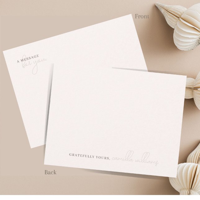 Minimal Beige White | A Message For You  Note Card (Creator Uploaded)