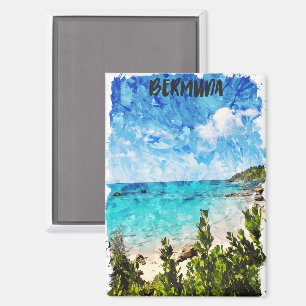 Minimal Bermuda Caribbean Island Tropical Vibe Magnet