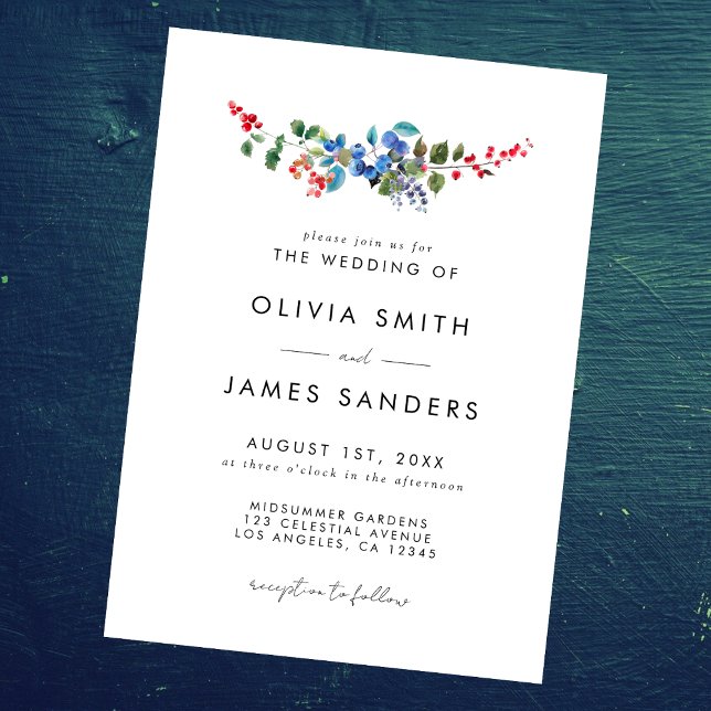 Minimal Berry Wedding Invitation (Creator Uploaded)