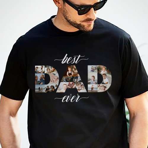 Minimal Best Dad Ever DAD 18 Photo Collage Tri_Blend Shirt