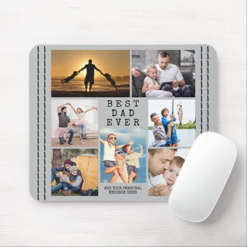 Minimal BEST DAD EVER Photo Collage Personalized Mouse Pad