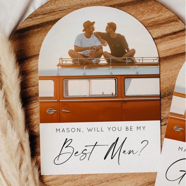 Minimal Best Man Proposal Card with Photo (Groomsman Proposal Card)