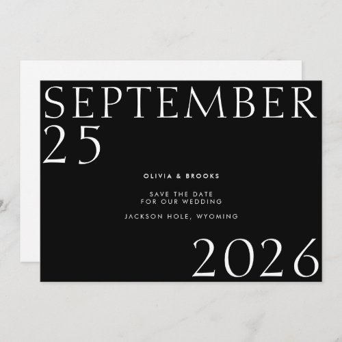 Minimal Big Date Typography Black QR Code Wedding Save The Date