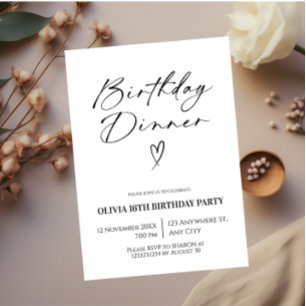 Minimal Birthday Dinner Invitation