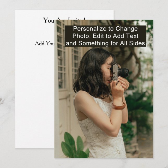 Minimal Birthday Event Invitation Photo Text Card (Front/Back)