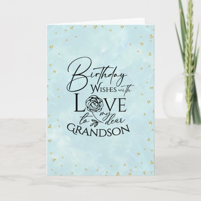 Minimal Birthday Typography Greeting for Grandson  Card (Front)