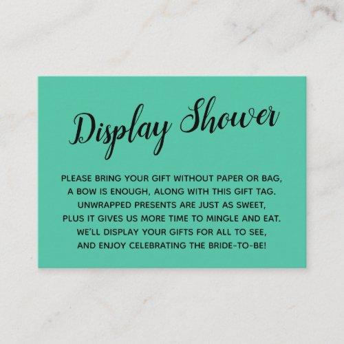 Minimal Biscay Green No Wrap Bridal Shower Gift Enclosure Card