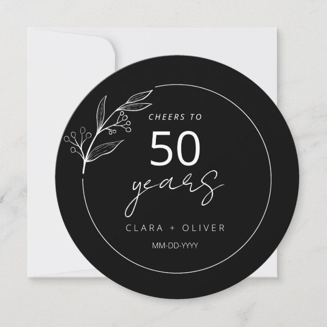 Minimal Black 50 years wedding anniversary Invitation (Front)