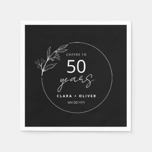 Minimal Black 50 years wedding anniversary Napkins