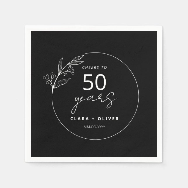 Minimal Black 50 years wedding anniversary Napkins (Front)