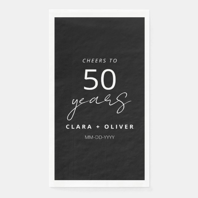 Minimal Black 50 years wedding anniversary Paper Guest Towels (Front)