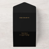Minimal Black and Gold Branch Calligraphy Bridal  All In One Invitation (Outside)