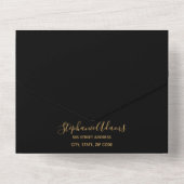 Minimal Black and Gold Branch Calligraphy Bridal  All In One Invitation (Back)