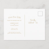 Minimal black and gold modern Save the Date Announcement Postcard (Back)