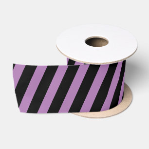 Minimal Black and Lavender Purple Striped Satin Ribbon