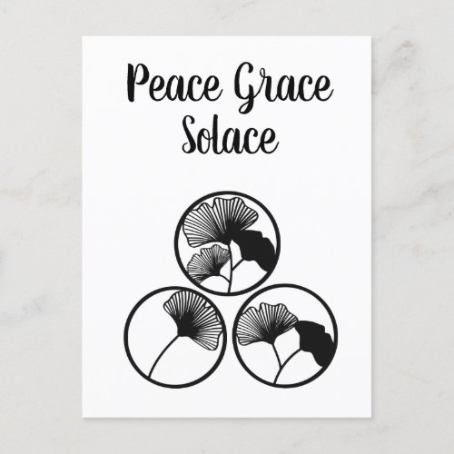 Minimal Black and White  3 Flower Peace Postcard