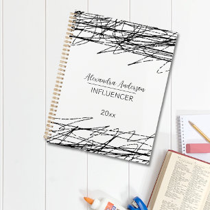 Minimal Black And White Abstract Scribble Planner